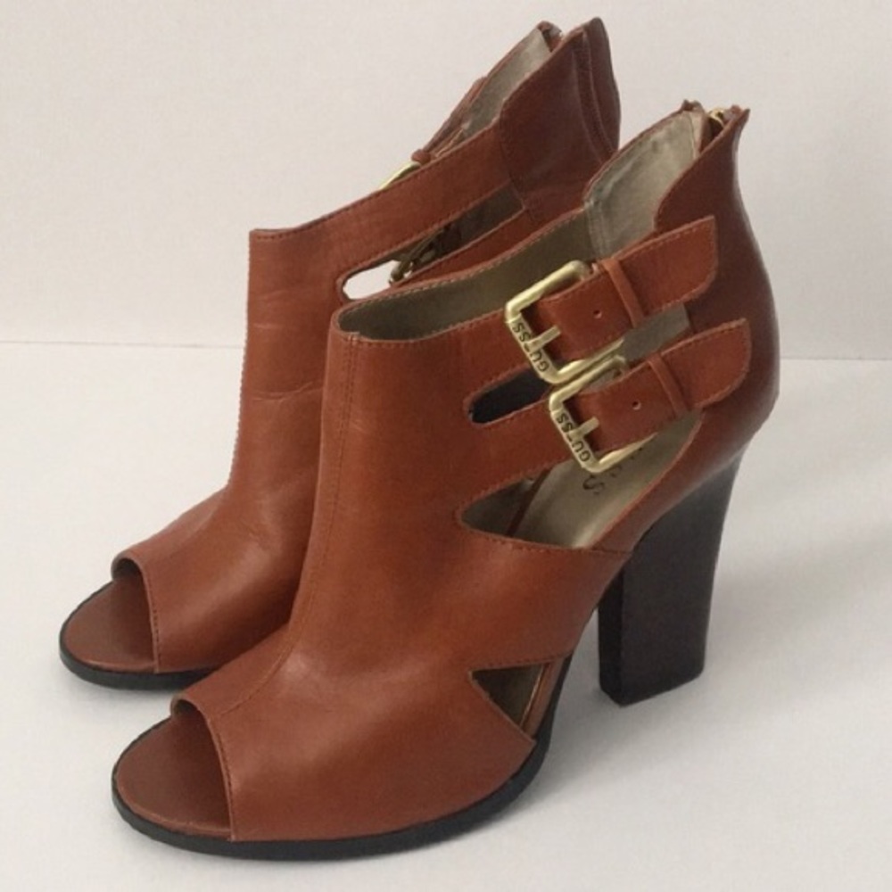 Guess brand heel booties - brown, size 7.5